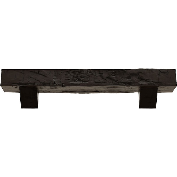 Kit W/ Breckinridge Corbels, Premium Walnut, 4H  X 4D X 72W Hand Hewn Faux Wood Fireplace ManteL